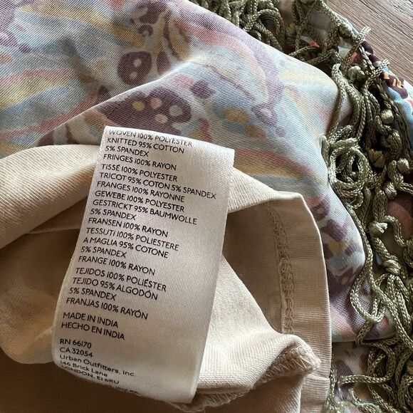 Anthropologie Skirt Womens XS Boho Wrap Fringe Tassel Mini Vacation Red Blue Fun - Picture 5 of 8